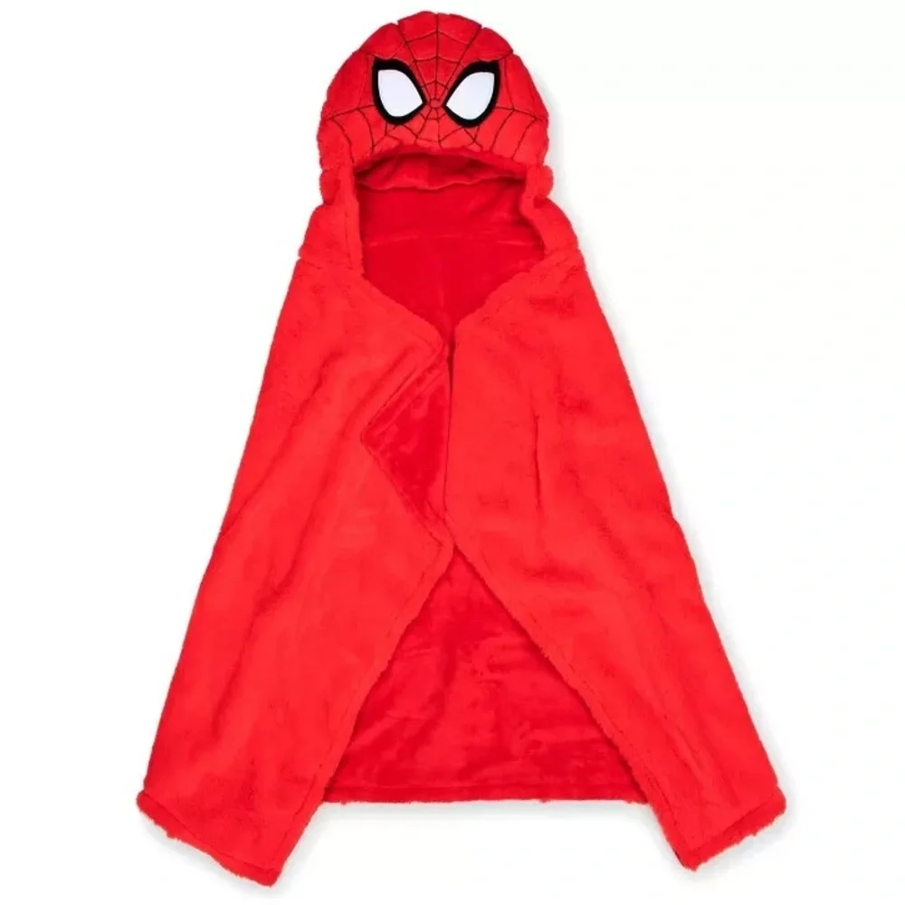 Marvel Spiderman Superhero Red Hooded Fleece Blanket Soft Comfy Large Throw